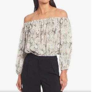 Gianni Bini Hadley Snake Print Off-the-Shoulder Cropped Blouse NWT